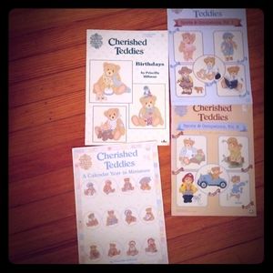 4 Vintage teddy bear cross stitch books